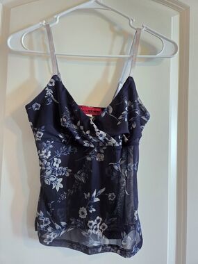 Necessary Objects Vintage Y2K Fairy Grunge Sheer Mesh Floral Tank Top S